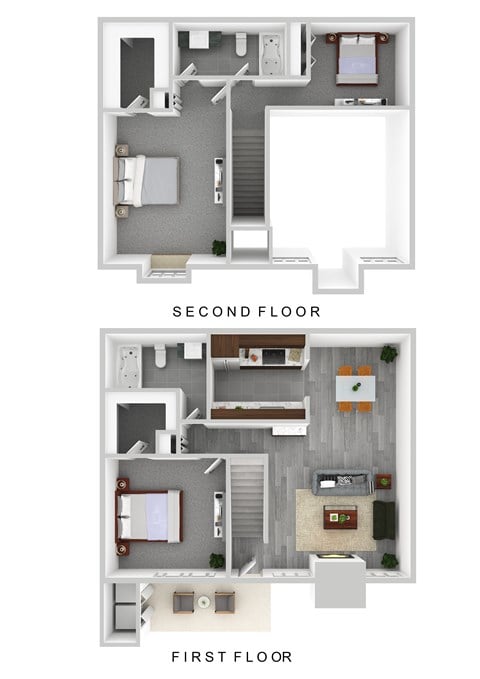 Floor plan for 2 beds, 2 baths, 1178 sqft